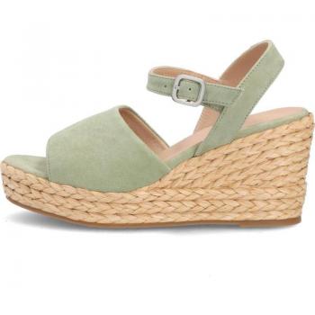 Sandalias con cuña Unisa para mujer en color verde, modelo Cuna de Yute Holm
