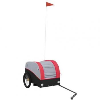vidaXL Bike Trailer Black and Red 30 kg Iron