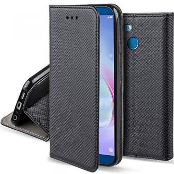 Funda Flip Cover Smart Magnética para Huawei Honor 9 Lite, Negra, con Soporte y Cartera para Tarjetas