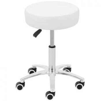 Taburete de trabajo con ruedas regulable - 48 - 61 cm - hasta 120 kg - blanco