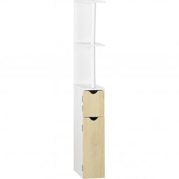 Columna de Baño con 2 Puertas y 2 Estantes - Blanco y Natural