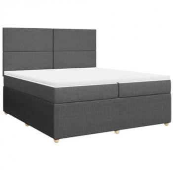 Cama box spring con colchón tela gris oscuro 200x200 cm