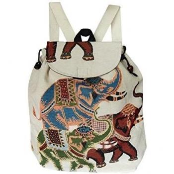 Ariyas Thaishop, mochila ligera con patrón de elefante, tejida a mano