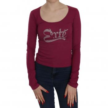 Exte Crystal Embellished Long Sleeve Casual Top - IT42|M, Red, Size: S