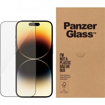 Protector de Pantalla PanzerGlass para Apple iPhone 14 Pro, Ultra-Wide Fit, Resistente a Rayones y Golpes, Antibacteriano, Transparente (Paquete de 50)