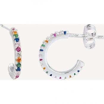 Pendientes de aro Trendy de plata multicolor