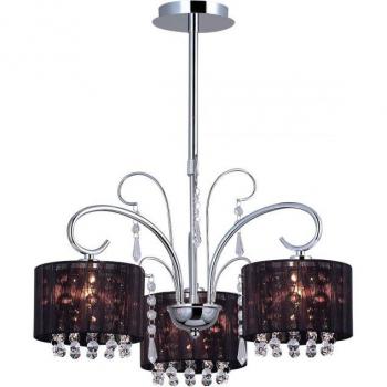 Lámpara colgante de suspensión fijo negro Italux Span de 3 luces con pantalla de cristal E14