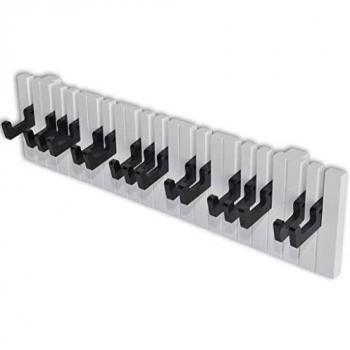 vidaXL Perchero para pared forma de teclado piano 16 ganchos negros