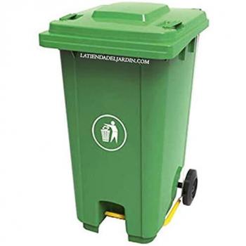 Cubo de Basura Verde 120 Litros con Ruedas y Asas para Reciclaje Suinga