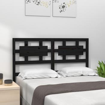 Cabecero para cama negra 165,5x4x100cm madera maciza de pino