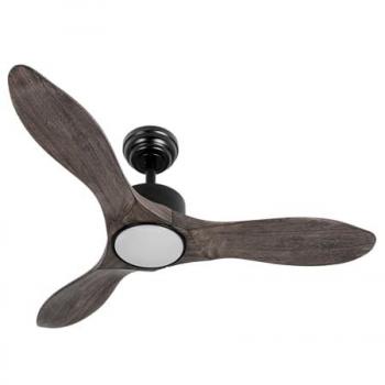 Ventilador DC Segre 24W Negro con Aspas de Roble, 3 Velocidades, 3 Temperaturas de Luz, Mando a Distancia y Temporizador