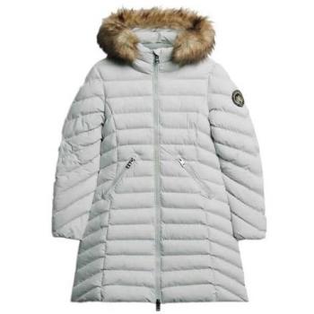Chaqueta Superdry Fuji Mujer Gris Claro con Capucha y Forro de Piel Sintética