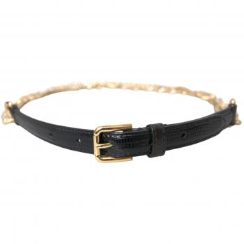 Dolce & Gabbana Black Crystal Leather Waist Belt for Women - Sizes S and L