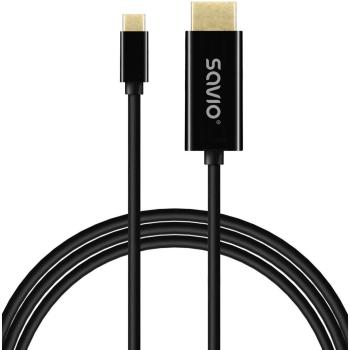 Cable USB-C a HDMI Savio CL-190, 1 m, 30Hz, plástico negro