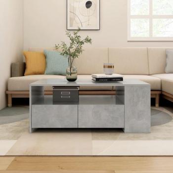 Mesa de centro de sala de estar de hormigón gris y contrachapado, dimensiones 102x55x42 cm