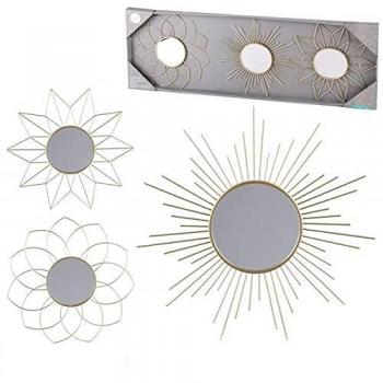 Pack 3 Espejos Decorativos de Pared Dorados Surtidos Estilo Nórdico - 25 cm