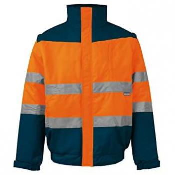 Chaqueta de Trabajo Acolchada Bicolor de Alta Visibilidad Velilla - Azul Marino/Naranja Flúor - Talla 2XL