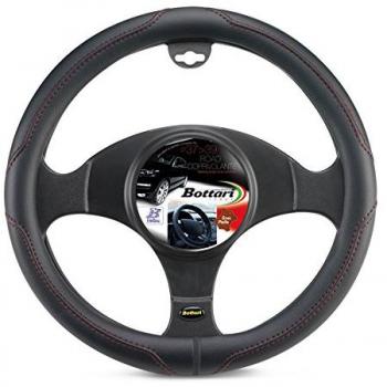 Bottari 16285 Funda volante para coche, Road, color negro con bordado rojo, talla universal 37/39 cm, Diámetro 37-39 cm