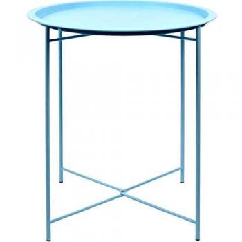 Mesa de jardín plegable de acero en color turquesa, 46 x 46 x 52 cm