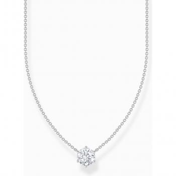 Thomas Sabo Sterling Silver Necklace with White Zirconia Pendant for Women, Model KE2210-051-14-L45V