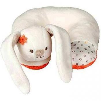 Cojín cervical para bebés 0M conejo Mia de Nattou, colección Mia & Basile, 20 x 18 x 10 cm, color blanco/naranja