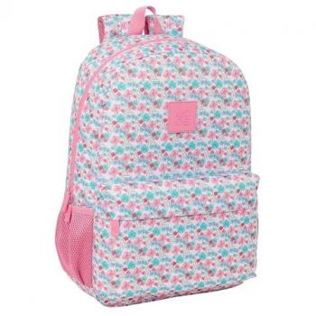 Mochila Adaptable Carro Reciclado Moos Flores, 30x46x14 cm, multicolor, ideal para niños de diferentes edades, cómoda y versátil, calidad y resistencia