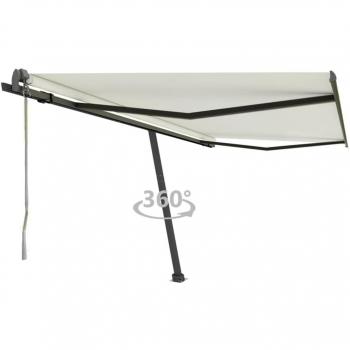 Toldo de pie automático crema 400x350 cm, resistente al agua y rayos UV, plegable para balcón, jardín y terraza