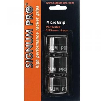 Signum Overgrip Micro Grip 3er - Mango de Raqueta de Tenis, Color Negro, Talla Standard
