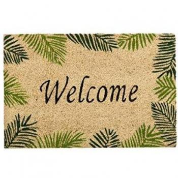 D'CASA Felpudo de Fibra de Coco con Antideslizante Verde étnico para la Entrada de 60x40 cm Sol Naciente, Beige, 40 x 60 cm