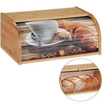 Panera de Bambú con Tapa Deslizante, Almacenamiento Aromático, 17x40x27 cm, Marrón Natural