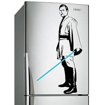 (32x 60cm) vinilo de pared vinilo Star Wars Obi Wan Kenobi con espada de luz azul die cut/Preparado Para La Batalla Decor autoadhesivo + Gratis Adhesivo Regalo.