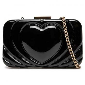 Love Moschino Black Heart Clutch Bag with Detachable Strap