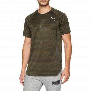 Puma NerverRunBack Viz SS T-Shirt, Hombre, Forest Night Heather, M