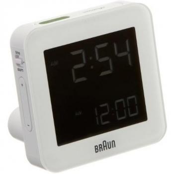 Braun BNC-009-WHReloj despertador digital, pantalla LCD retroiluminada de fácil lectura, función snooze, luz de fondo. pantalla de 12 / 24 horas, color blanco