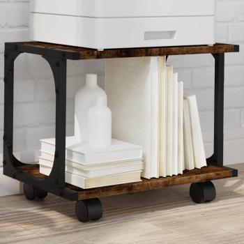 Soporte de impresora 2 niveles roble ahumado 41x28x33,5 cm