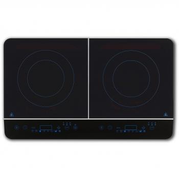 Medion MD 18185 - Cocina eléctrica de inducción doble, panel de control táctil, 3500 W, 240 grades, 8 programas de cocción, placa de cristal negro