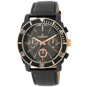 Ref. RA335604 Reloj Radiant Caballero, multifunción, caja de acero negro, correa de cuero negro, sumergible 50 metros, garantía 2 años.
