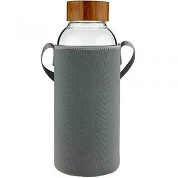 Ferexer Botella de Agua de Cristal con Tapa de bambú Funda de Neopreno 1500 ml, 1,5 L