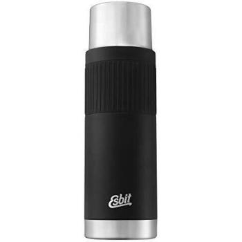 Termo de vacío Esbit Sculptor 1L con funda de silicona, acero inoxidable, negro, libre de BPA
