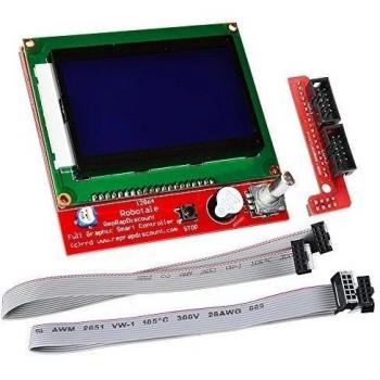 LCD 12864 Graphic Smart con módulo controlador, adaptador de conector y cable para impresora 3D Reprap RAMPS 1.4 con kit Arduino Mega 2560 R3 ShieldV