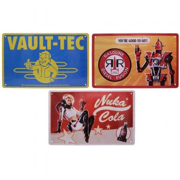 Fallout Set of 3 Tin Signs - Vintage Metal Art Decor