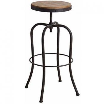 Taburete alto giratorio de metal y madera Aubry Gaspard