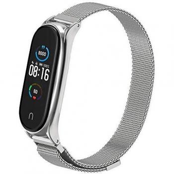 OOHGUT Correa para Xiaomi Mi Band 5, Pulseras Universal MiBand 3/4/5 Pulsera Metal Correas Imán de Actividad Reloj Wristband Recambio Bandas de Acero Inoxidable con Cierre magnético Cerradura Strap