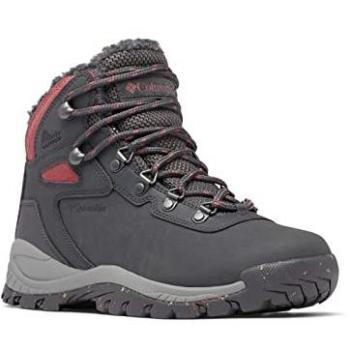 Zapatillas de Senderismo Columbia Mujer Newton Ridge WP Omni-Heat II, impermeables, con tecnología Omni-Heat, diseño en gris oscuro y rosa, talla 38