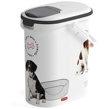 Bote de comida para mascotas Curver Love Pets Blanco 4 Kg, almacenador de comida con asa para perros color Blanco