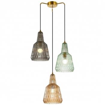 Lámpara colgante Lindby Belarion, vintage, multicolor, 3 luces, diámetro 55 cm, material vidrio, tipo de bombilla E27, adecuada para salón y comedor