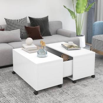 Mesa de centro blanca 75x75x38 cm en truciolato y madera contrachapada