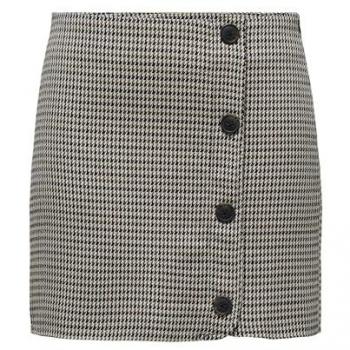 Falda mini Only Eliza pata de gallo marrón para mujer, corta con botones ajustable, modelo Onleliza-Lettie HW Check Skirt TLR en colores Cloud Dancer/Checks: Tannin & Cornet Blue & Night