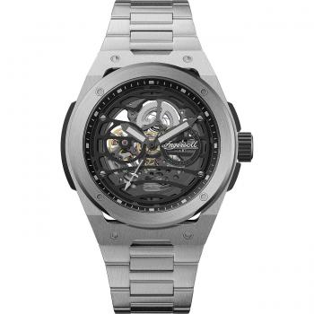 Reloj Hombre Ingersoll 1892 I15203, automático, caja de acero inoxidable, resistencia al agua 50 metros, cristal mineral, esfera negra con detalles plateados, correa de cuero genuino
