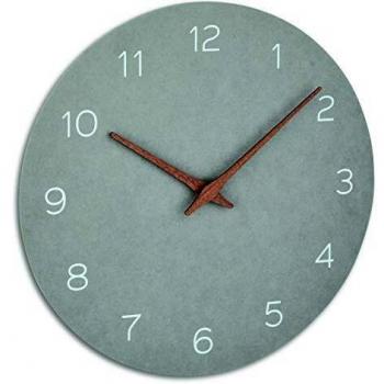 TFA Dostmann 60.3054.10 Reloj de Pared Analógico Silencioso de Madera, Diseño Minimalista, Gris Hormigón, Movimiento de Cuarzo Preciso, 297 x
